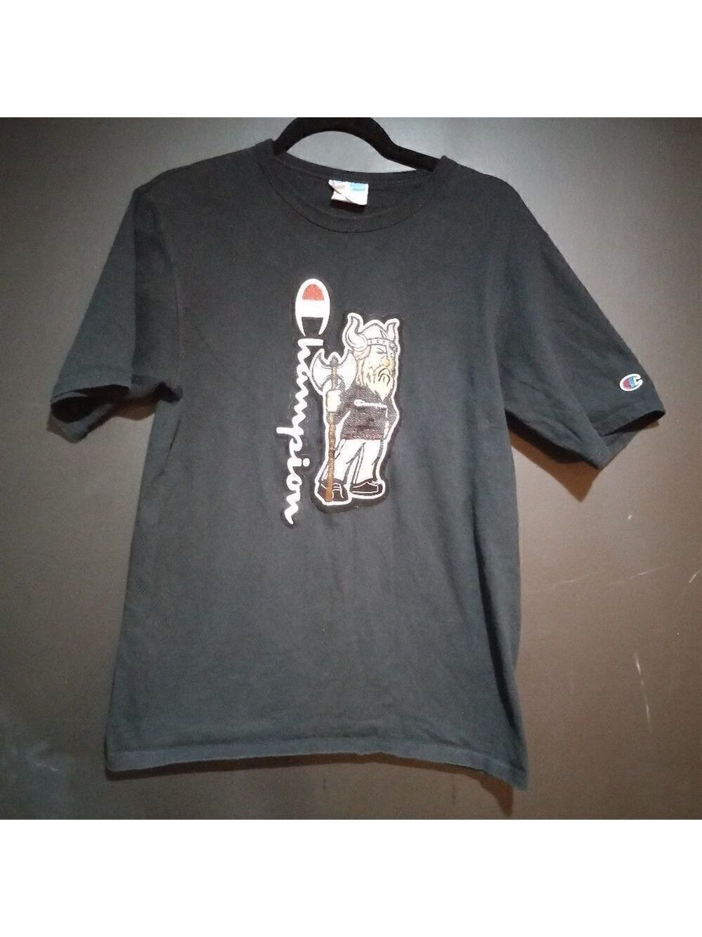 Vintage Champion Viking T-Shirt Embroidered Patch Crewneck